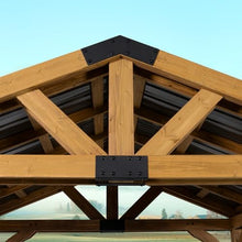 Backyard Discovery Arlington 12' x 10' Cedar Wood Outdoor Gazebo Pavilion with Hardtop Roof Walnut
