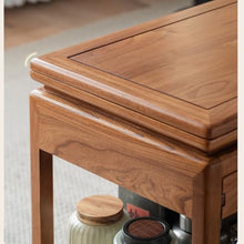 Couch End Table Chinese Style Wooden Sofa Side Table Foldable Living Room Movable Balcony Coffee Table Sofa Side Table Trolley Corner Tables for Living Room