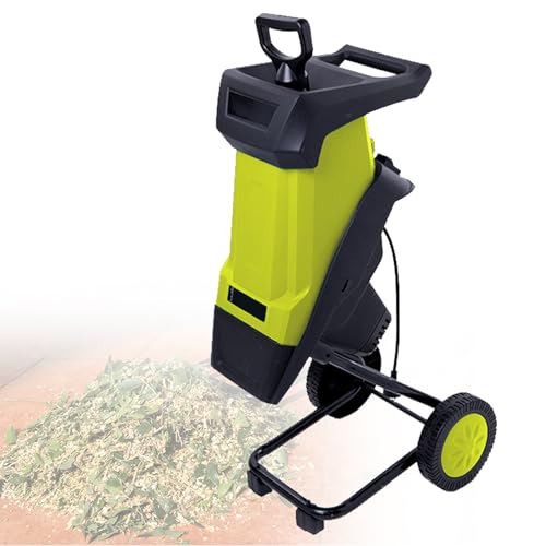 VNATWGOO Automatic Electric Wood Chipper Shredder, 2400W 4500RPM Wood Mulcher Leaf Shredder with Collection Bag for 0-40mm Branches Yellow