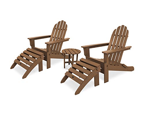 Trex Outdoor Furniture by Polywood Cape Cod Folding Adirondack Set with Ottomans, Tree House