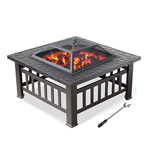 Fire Pit Wood-Burning fire Pit Table Set, 30-inch Large fire Pit, Outdoor Garden Barbecue fire Pit, Heater, ice Pit