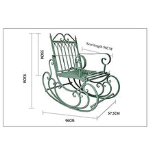 TBLOTYD Outdoor Garden Bench,Patio Rocking Chairs with Antique Brown Finish, Outdoor Garden Metal Iron Rocking Chair Seating, W/Scroll Design Patio Bench, for Courtyard,Antique Green