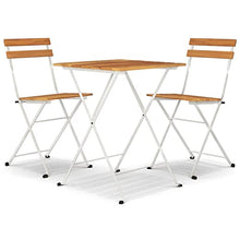 JKSVTF 3 Piece Folding Bistro Set Solid Wood Acacia and Steel, Garden Table and Chairs, Garden Chairs Set, Patio Set, Outdoor Table and Chairs, Gar