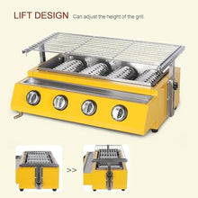 UYCVT 4 Burners Lpg Grill, Smokeless Outdoor Picnic Barbeque Roaster, Steel Grill Adjust Height Net for Camping Courtyard Party