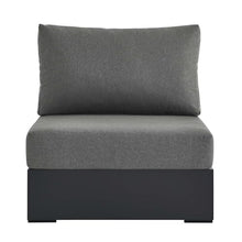 Modway Tahoe Aluminum Armless Patio Gray Charcoal Modular Weather-Resistant Cushions-Perfect as Club Outdoor Lounge Chair
