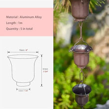 GVBNOTT Aluminum Alloy Rain Chain for Courtyard Temple, Outdoor Garden Decoration Chain for Roof Gutter Downspout, Customized Length Rainwater Catcher Chain，5m/16ft