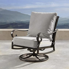 Oakland Living Aluminum Outdoor Swivel Club Rocking Chairs Set of 2 with Thick Grey Cushions Antique Copper