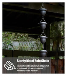 XHsghSEG rain Chain, Acorn Downspout Drainage Black Aluminum Alloy Multiple Sizes(2.6 m (8.5ft))