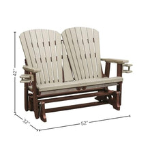 Outdoor Escape Brown Dual Fan Back Glider, 2-Person with Cupholders, Heavy-Duty All-Weather HDPE Patio Furniture