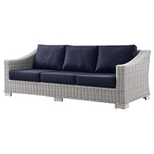 America Luxury - Outdoor Lounge Sectional Sofa Chair Set Rattan Wicker Blue