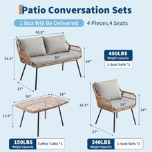 Garvee 4 Piece Patio Bistro Set, Outdoor Wicker Bistro Furniture Sets
