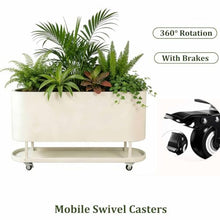 Dalumian Raised Planter Box, Elevated Raised Beds with Lockable Wheels, Indoor/Outdoor Plant Container w/Tray, Suitable for Patio, Garden, Porch(Off-White,120 * 30 * 60cm)