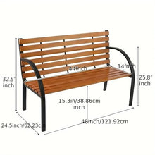 DUYHBAWRS Garden Bench Hardwood Slotted Steel Frame Outdoor Patio Garden Bench Park Seat