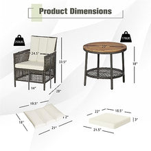 DUYHBAWRS 3PCS Patio Rattan Furniture Set Cushioned Sofas Wood Table Top W/Shelf