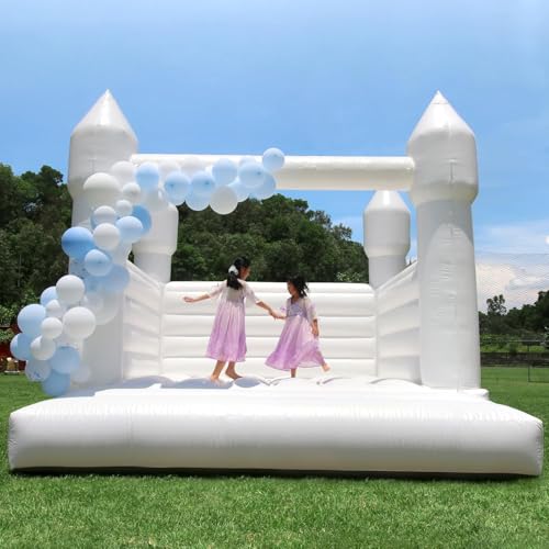 awesmflate White Commercial Grade Bounce House with Blower 13x11.5x10ft