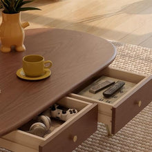 Side End Table Solid Wood Oval Coffee Table for Small Living Rooms, Modern Luxury Design, Compact Tea Table for Home or Balcony, Minimalist Style Accent Coffee Table for Living Room Bedroom Office