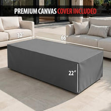 AMS 66" Rectangular Propane Fire Pit for Outdoor Patio (Dark Gray, Bundle)