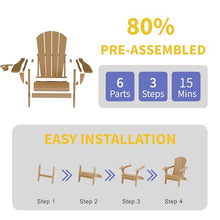 Kingdura Foldable Adirondack Chair, Portable HDPE All Weather Resistant Outdoor Patio Chairs, Wooden Textured with Cup Holder, 380LBS Capacity for Poolside, Backyard, Deck, Fire Pit (Brown)
