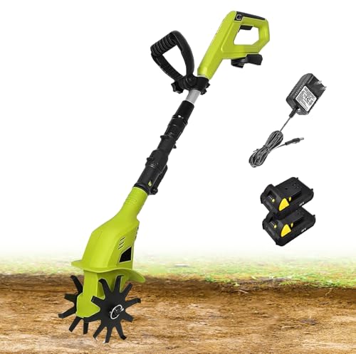Electric Tiller, Garden Tiller, Handheld Electric Tiller, Rechargeable Lithium Battery, Suitable for Garden Lawn Tillage