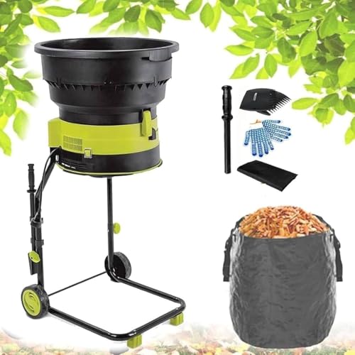 HaiZethonic Electric Garden Shredder and Wood Chipper with Wheels and Storage Bag,Powerful Leaf Mulcher, 25mm Cutting Capacity,Overload Protection for Lawn and Garden Use 40mpowercord