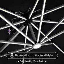 OROTLECT 120'' Double Top Solar Powered LED Lighted Round Cantilever Umbrella With Base,Gray
