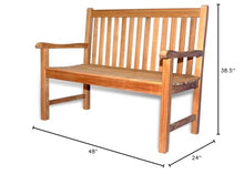 GOLDENTEAK Teak Garden Bench Block Island 4 Ft Outdoor Patio Bench, Premium Grade-A Teak Wood Furniture for Porch, Deck, Lawn & Backyard Seating, Natural Oil Finish, Weather Resistant Bench