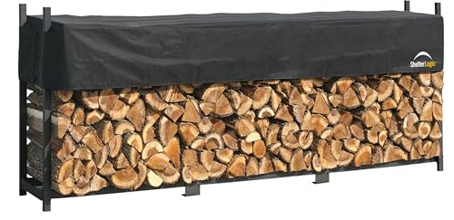 ShelterLogic 12' Ultra-Duty Firewood Rack-in-a-Box Wood Storage with Premium Steel Frame and Adjustable Water-Resistant Cover