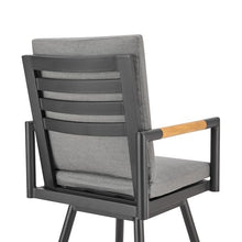 HomeRoots 48" Dark Gray Metal Swivel Outdoor Bar Height Chair with Footrest Grey