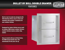 Bullet by Bull Stainless Steel Outdoor - Built-In Natural Gas Grill -Outdoor Kitchen Island Bundle - Includes 4 Burner BBQ, Double Access Door & Double Storage Drawer
