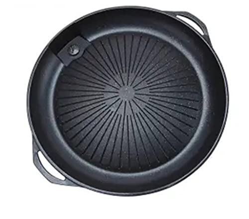 TBLOTYD Maifan Stone Smokeless Non-Stick Round Barbecue Plate Cassette Stove Household Outdoor,Black-1pcs