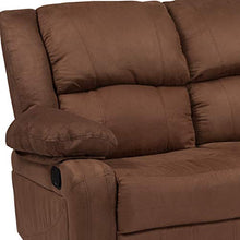 EMMA + OLIVER Chocolate Brown Microfiber Loveseat with Recliners