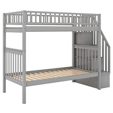 Merax Twin Over Twin Bunk Beds with Staircase and Trundle Grey