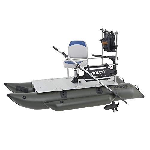AQUOS FM270 8.8ft Inflatable Pontoon Boat with Haswing 12V Trolling Motor Green