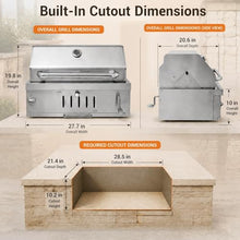 28In Large Built in Charcoal Grills for Outdoor Kitchen Island