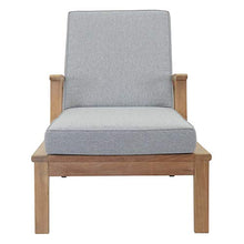 Modway EEI-1151-NAT-GRY-SET Marina Premium Grade A Teak Wood Outdoor Patio Chaise Lounge Chair, Natural Gray