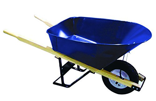 Bon 28 700 Premium Contractor Grade Steel Single Wheel Wheelbarrow with Wood Handle and Flat Free Tire, 6 Cubic Feet