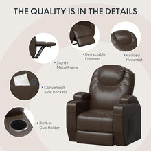 UOPYNE Power Lift Recliner Chair with Heat and Massage, Faux Leather Electric Recliner with Cup Holders and Side Pockets, Comfortable Living Room Seating with Remote Control, Brown