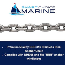 Smart Choice Marine ASI 316 Stainless Steel BBB 1 DIN766 High Test Marine Anchor Chain 5/16" 200 Feet