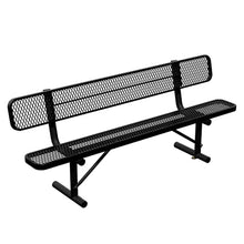 HIMcup 8 FT Heavy Duty Metal Park Bench for Outside, Black Bench with Backrest,4-6 Person Seat, Outdoor Commercial Metal Mesh Benches for Shopping Mall, Lawn, Park, Deck, Garden, Patio, Porch