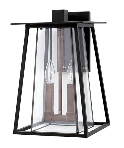Hinkley Walker Two Light Medium Outdoor Wall Mount, Black
