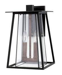 Hinkley Walker Two Light Medium Outdoor Wall Mount, Black