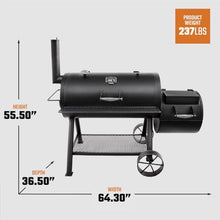 Oklahoma Joe's Longhorn Offset Charcoal Smoker and Grill with 1060 sq. in. Cooking Area in Black