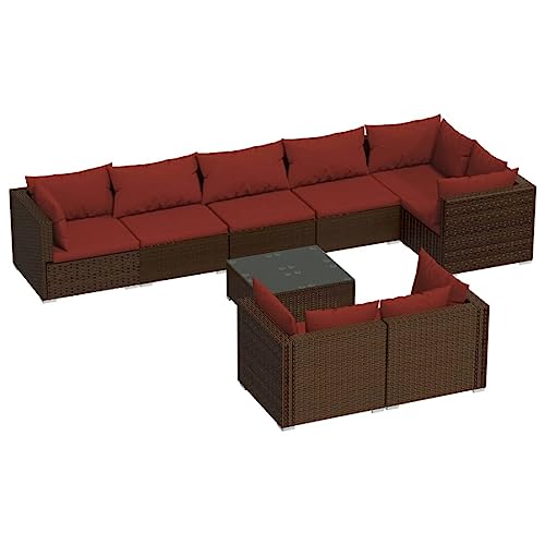 GHVBNMF 9-Seat Brown PE Rattan Outdoor Sectional Furniture Set