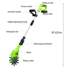 20V Cordless Electric Tiller Rotavator, Handheld with 4000Mah Lithium Battery and Charger, Portable Cultivator for Gardens with Adjustable Handle, for Vegetable Plots, Lawn, Garden