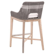 Home Square 2 Piece Outdoor Upholstered Rope Barstool Set Dove Gray Teak