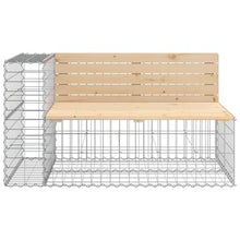 Fisinber 75.6"x75.6" Pine & Galvanized Gabion Outdoor Garden Bench Seats 2-3, Rustic Rectangle Seat for Patio, Lawn, Porch, Park, Untreated Brown Wood Finish for Backyard Conversations