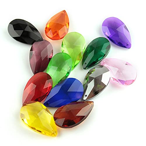 38mm/50mm/63mm/76mm 10pcs Mixed Colors Tear Drop Glass Crystal DIY Pendant Chandelier Jewelry Suncatcher Faceted Prism,63mm 60pcs