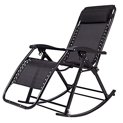 HYUIO Rocking Chair,Portable Camping Chairs,Simple Balcony Rocking Chair,Gravity Outdoor Folding Recliner,Patio Rocking Gravity Outdoor Folding Recliner,Stable Suppor,Blue (Grey)