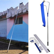 21 ft Wheeled Snow Roof Rake Set Telescopic, Oxford Slide Snow Removal Tool Winter Scraper, Pitched House Roof Shovel Scratch Snow Clearing