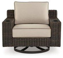 Signature Design by Ashley Coastline Bay Casual Outdoor Swivel Lounge with Cushion, Beige & Dark Brown